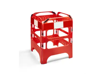 Mobile zusammenlegbare Kunststoff-Schachtabsperrung Safegate, 3 | 4-segmental, rot